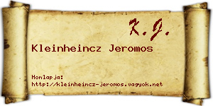 Kleinheincz Jeromos névjegykártya